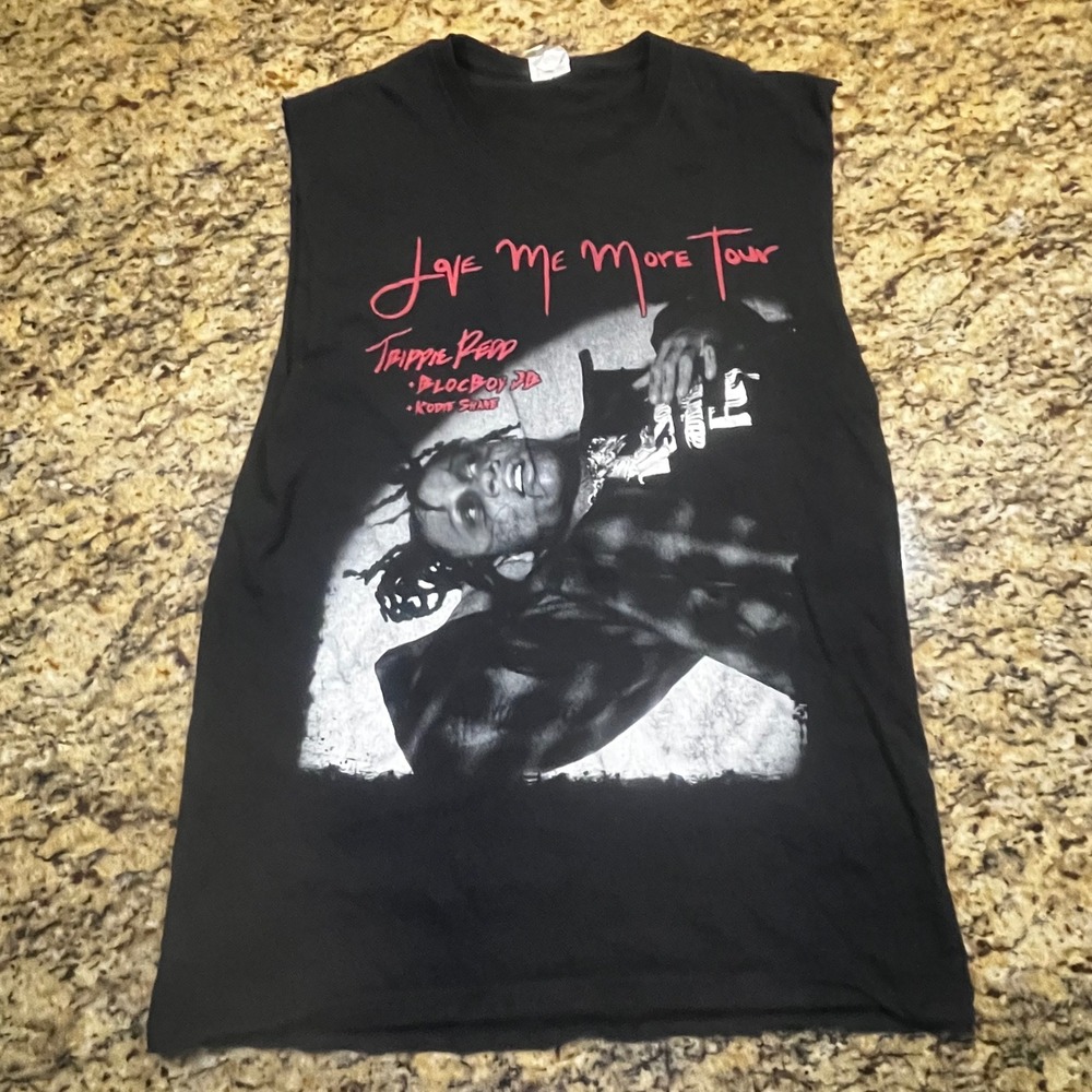 Trippie Redd Love Me More Tour 2020 Muscle Tee Black Mens Medium Cut Sleeves